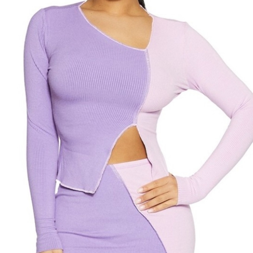 Naked Wardrobe Lavender and Lilac Long Sleeve Top